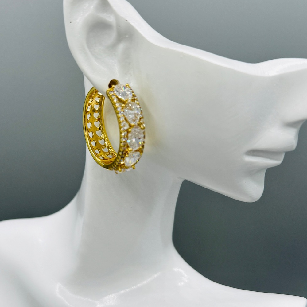 Diamond Hoop Earrings 14k laminated gold - Picture 8 of 8